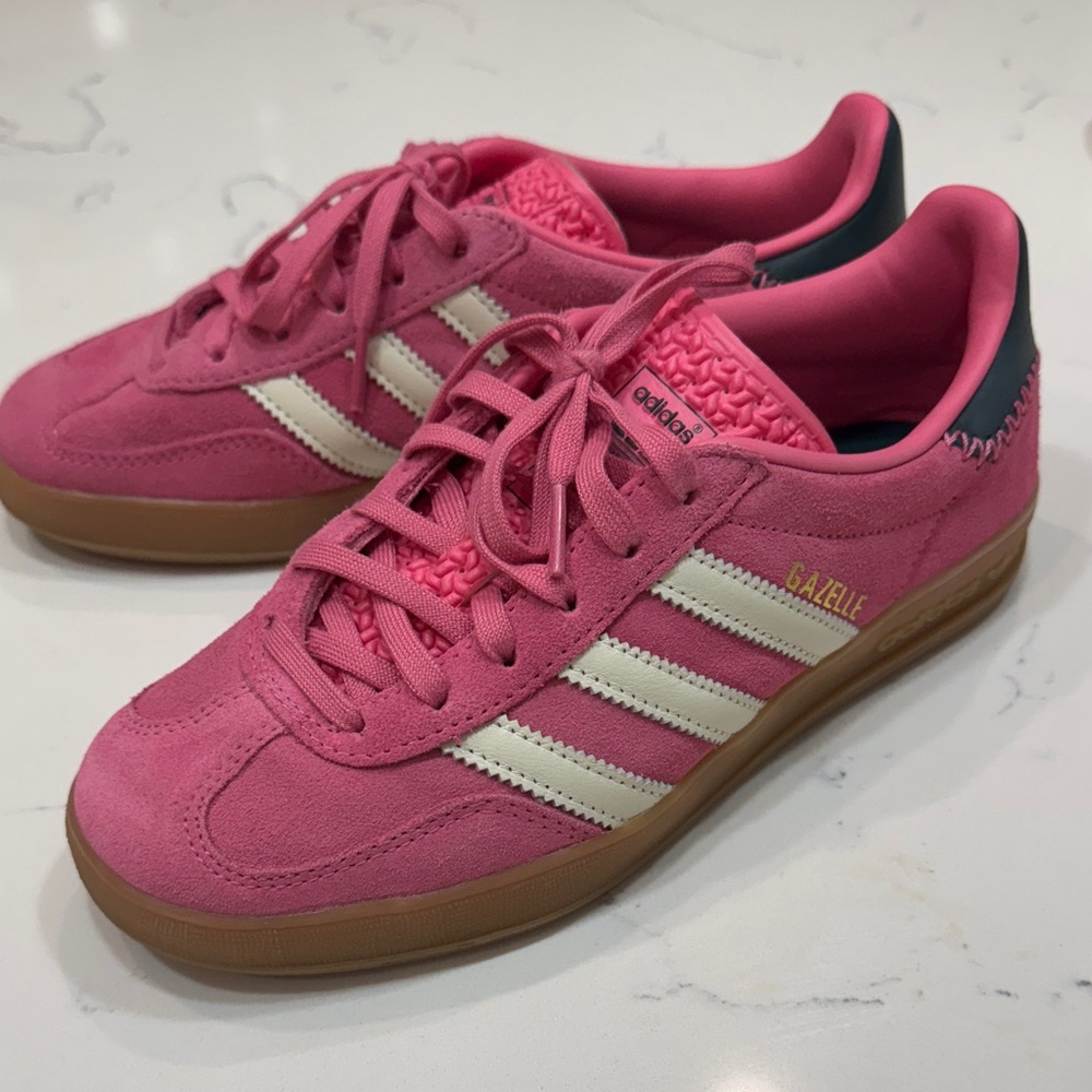 Adidas Gazelle Bold Pink and Green Shoes